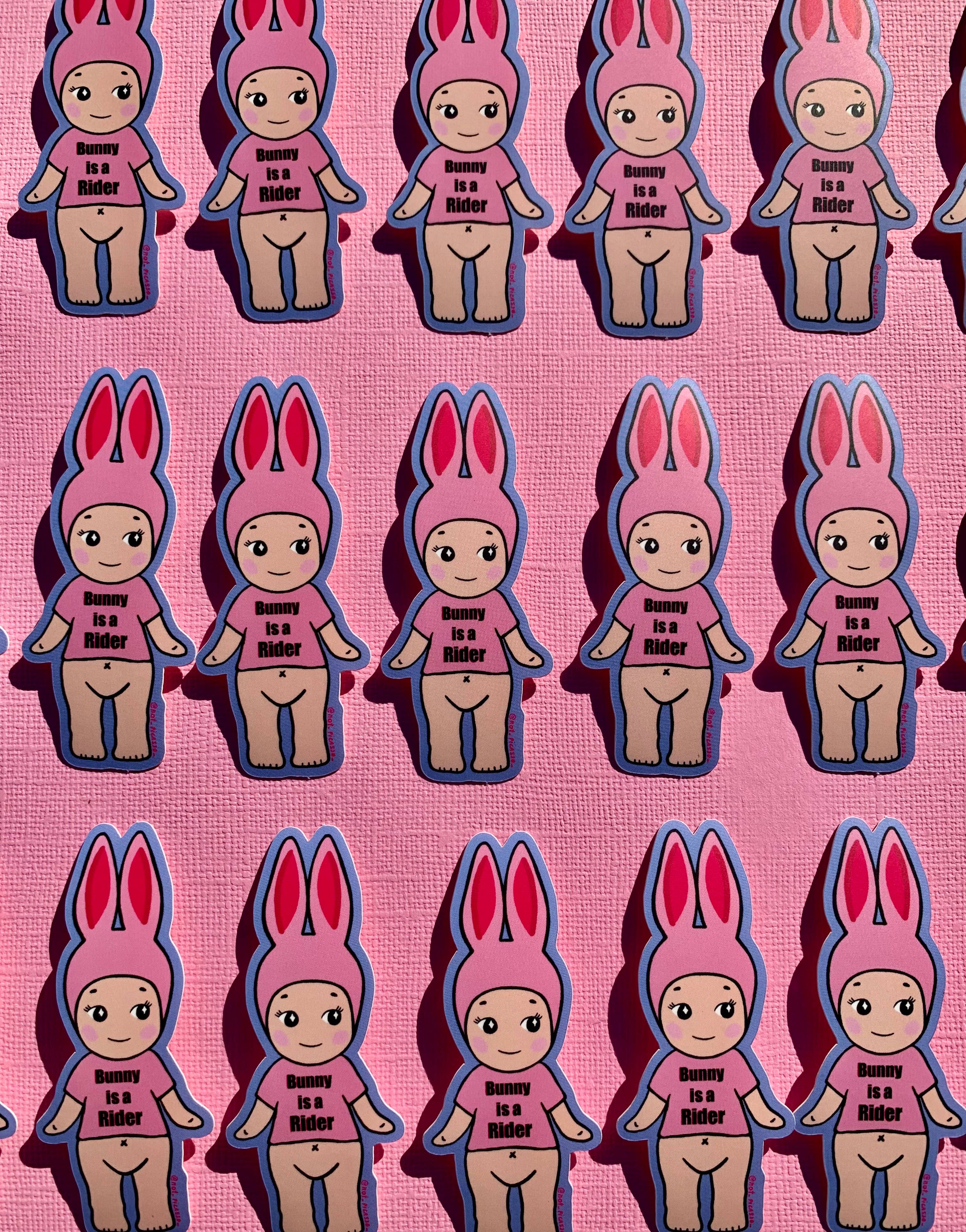 Not Picasso - Wholesale Sticker - Bunny is a Rider Baby Sticker 1