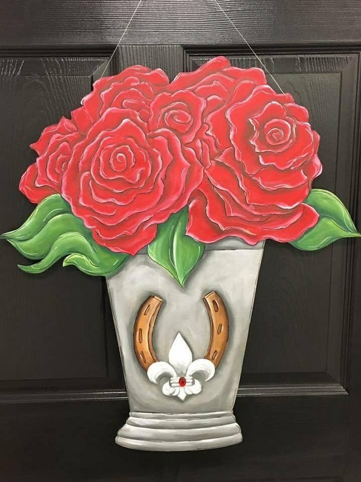 Derby Mint Julep avec Accroche-porte Roses pour la vente par Chelle Belle's Creations