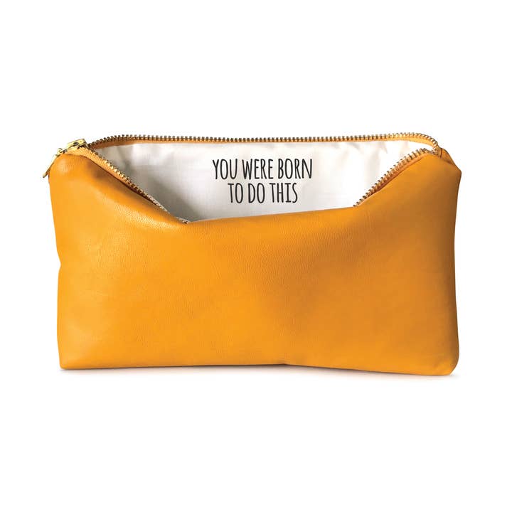 Customizable Hidden Message - Mustard Faux Leather Pouch for wholesale by SANDRA SMITH LLC