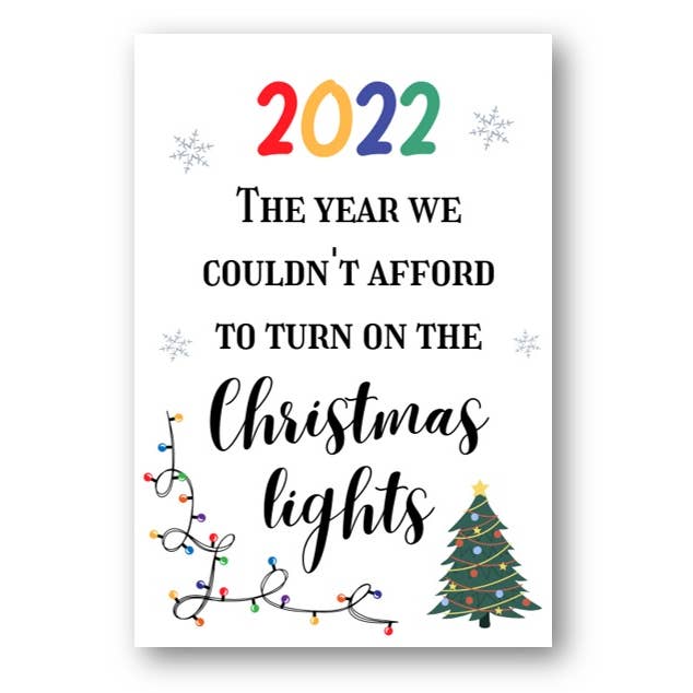 Second Ave Gift Company – wholesale Christmas card – Second Ave Funny 2022 Couldn't Afford Christmas Lights Card