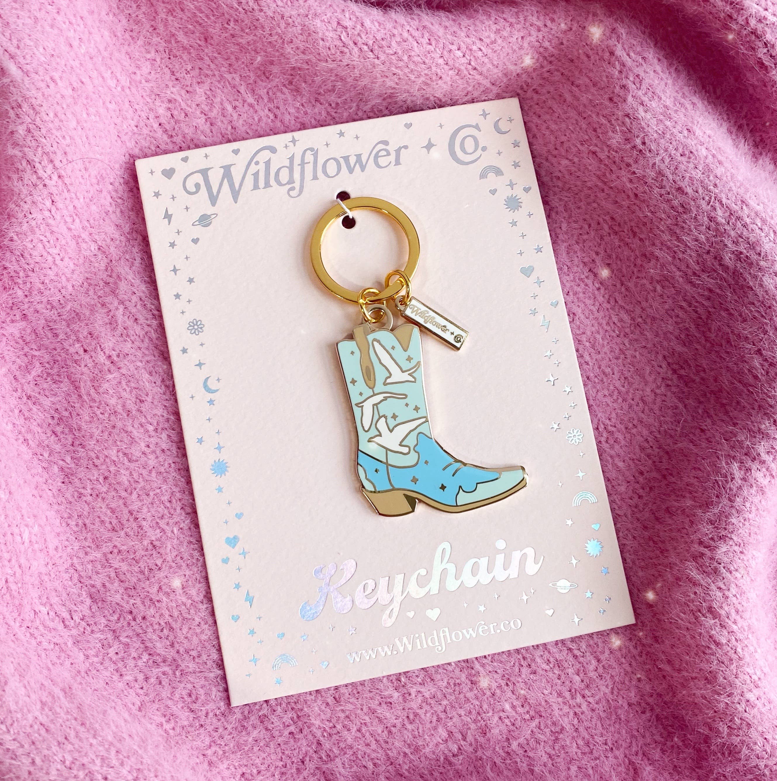 Wildflower + Co. - Wholesale Keychain - Women's - Coastal Cowgirl Boot Enamel Keychain1