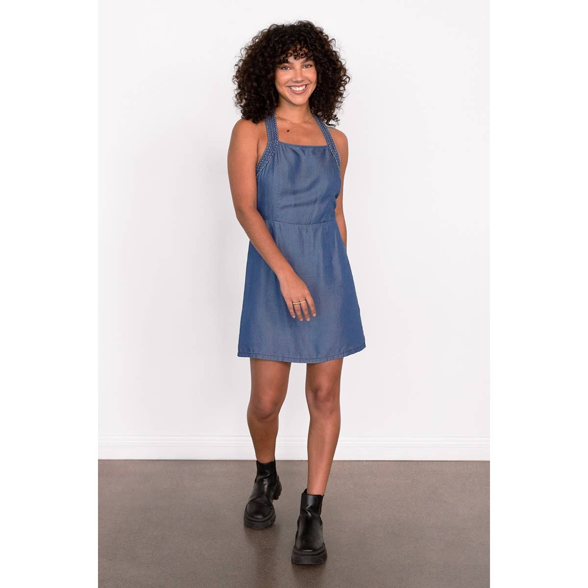 Naked Zebra Rack - Wholesale Dress - Women's - Braided Detail Tencel Dress8