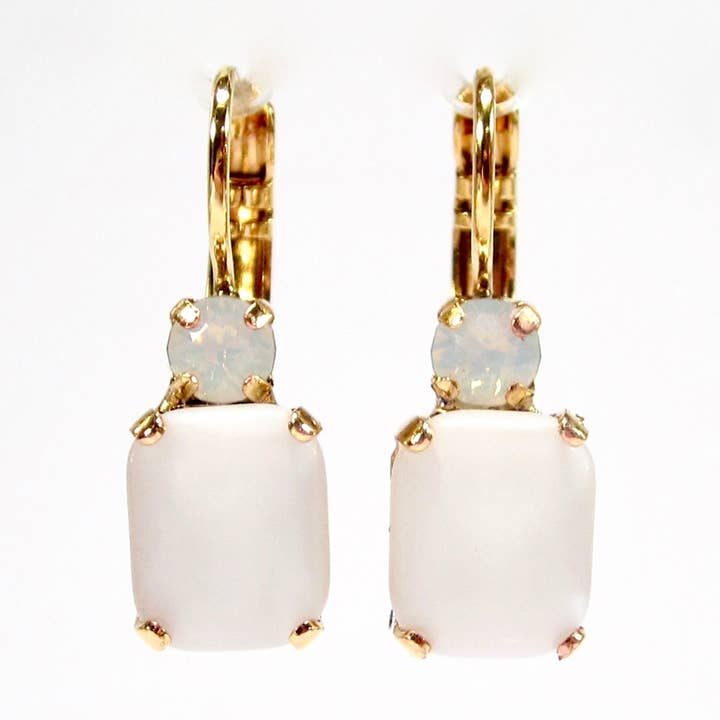 Gold Weiße Ohrringe Handgemachtes Glas 60er Jahre für den Großhandel von SoHo Schmuckmanufaktur