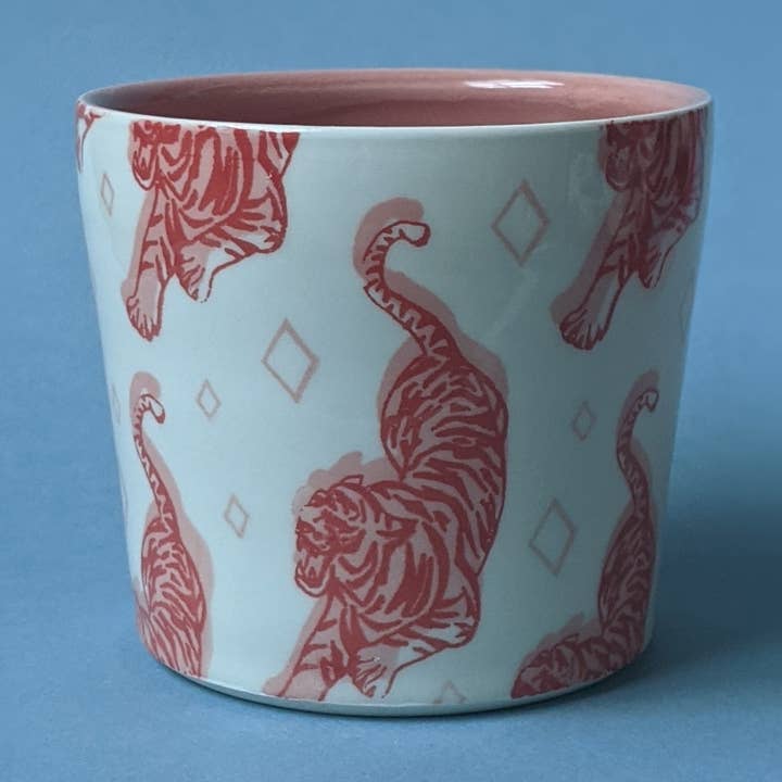 Rush Hour Tiger Planter for wholesale by City in Bloom Ceramics