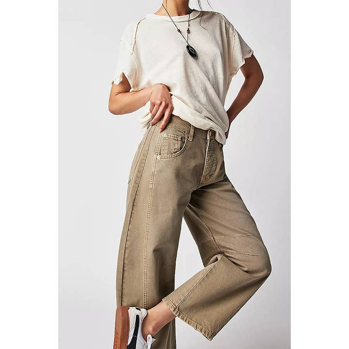 Paperdoll - Wholesale Jeans - Women's - Casual Wide Leg Loose Mid Low Waist Washed Denim