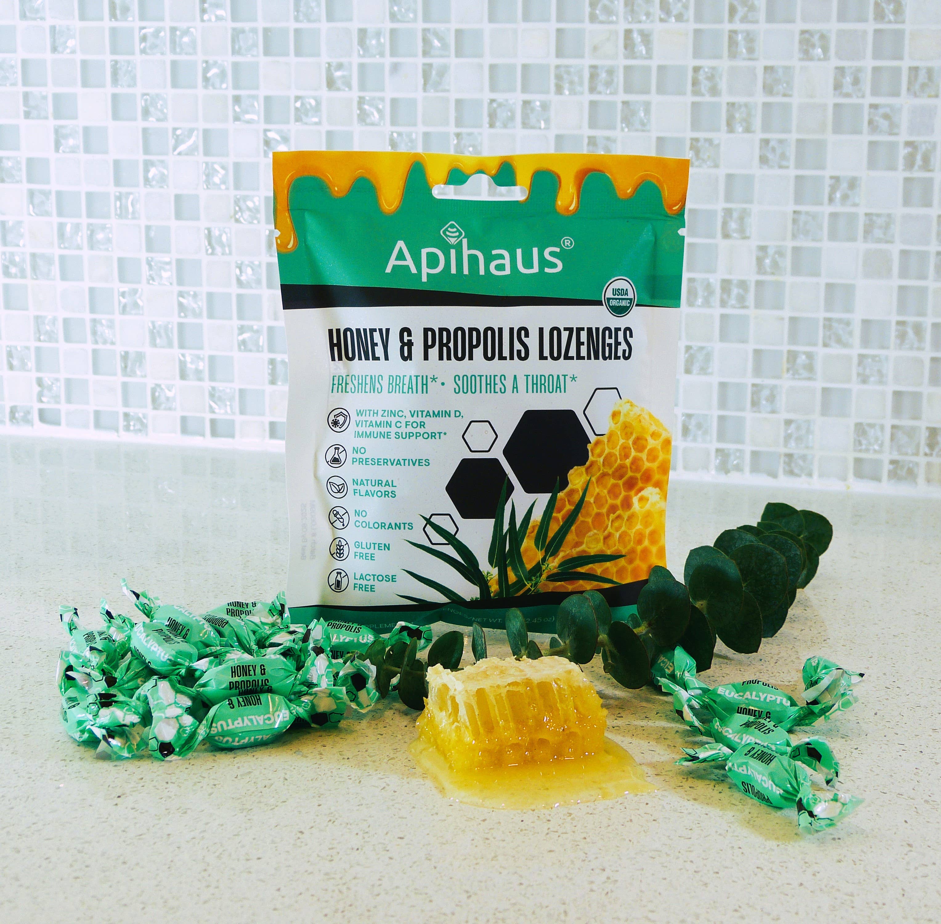 Vando Naturals - Wholesale Lozenges/Cough Drops - Apihaus Honey and Propolis Lozenges with Eucalyptus  20 pcs3