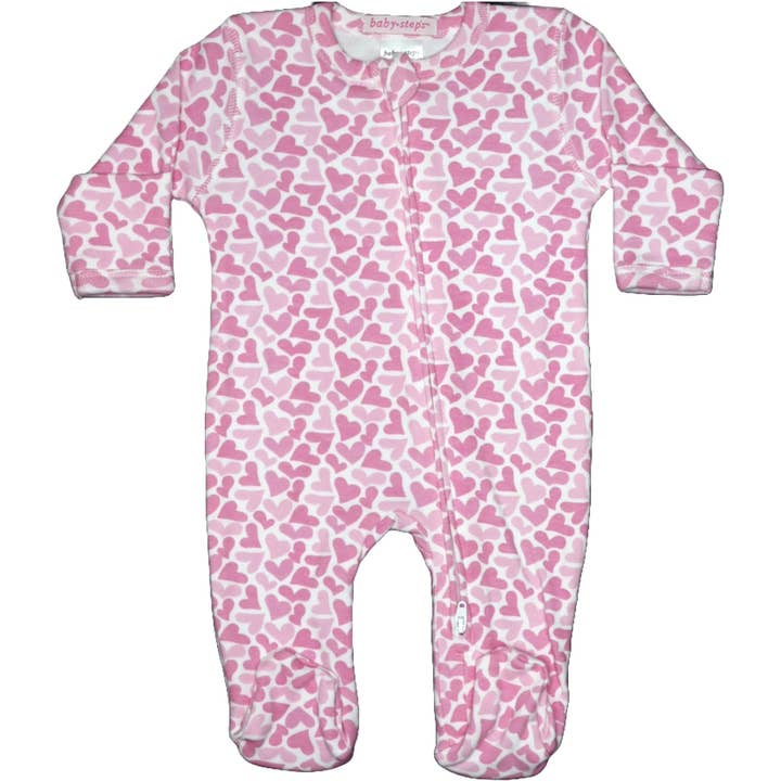 🤍Baby Steps and Mish Kids - Wholesale Jumpsuit - Baby - F2422 Hearts Zipper Footie