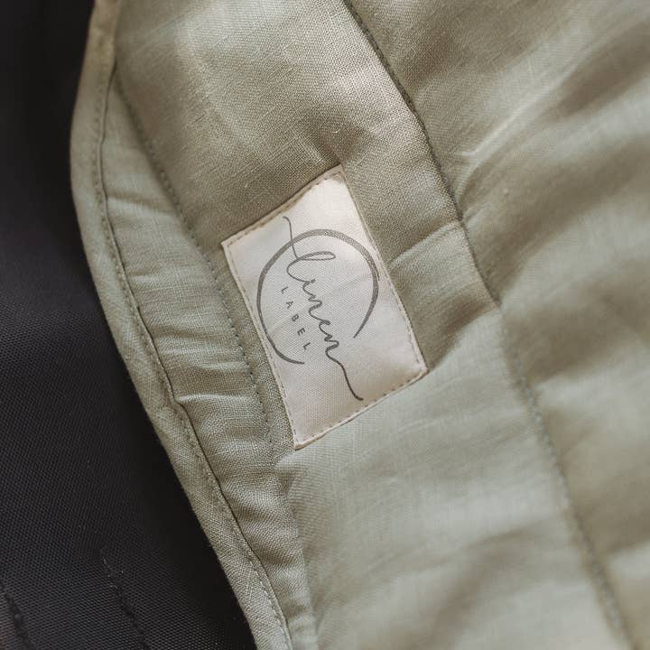 linen label - Wholesale Stroller Cover/Accessory - Baby - Sage & Pinstripe- French Linen Pram stroller Liner cushion