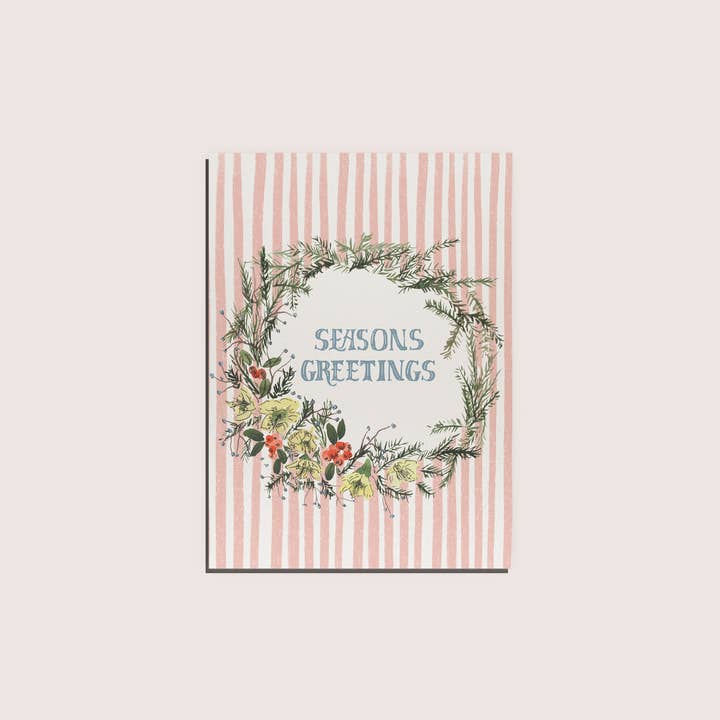 Season's Greetings Holiday Wreath Card for wholesale by Party Krill