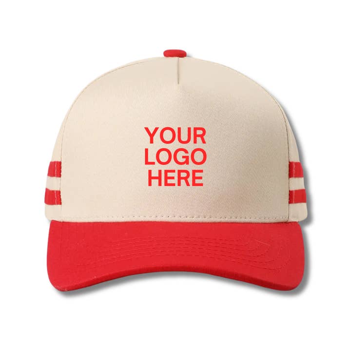 SD Merch Co. - Custom Embroidery - Wholesale Trucker hat – Unisex - Custom Split Striped Canvas Baseball Hat3