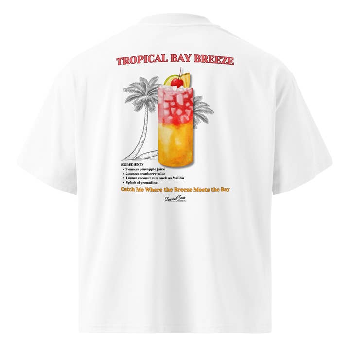 Tropical Bay Breeze Cocktail Shirt – Oversized Organic Cotton Beach Tee for wholesale by Tropical Seas Clothing