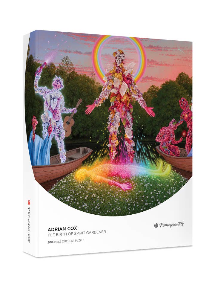 Adrian Cox: The Birth of Spirit Gardener 500-Piece Circular Jigsaw Puzzle for wholesale by Pomegranate