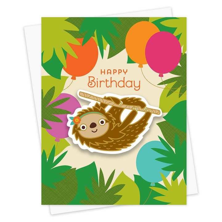 Tarjeta de cumpleaños, diseño de perezoso del bosque para venta al por mayor de Night Owl Paper Goods