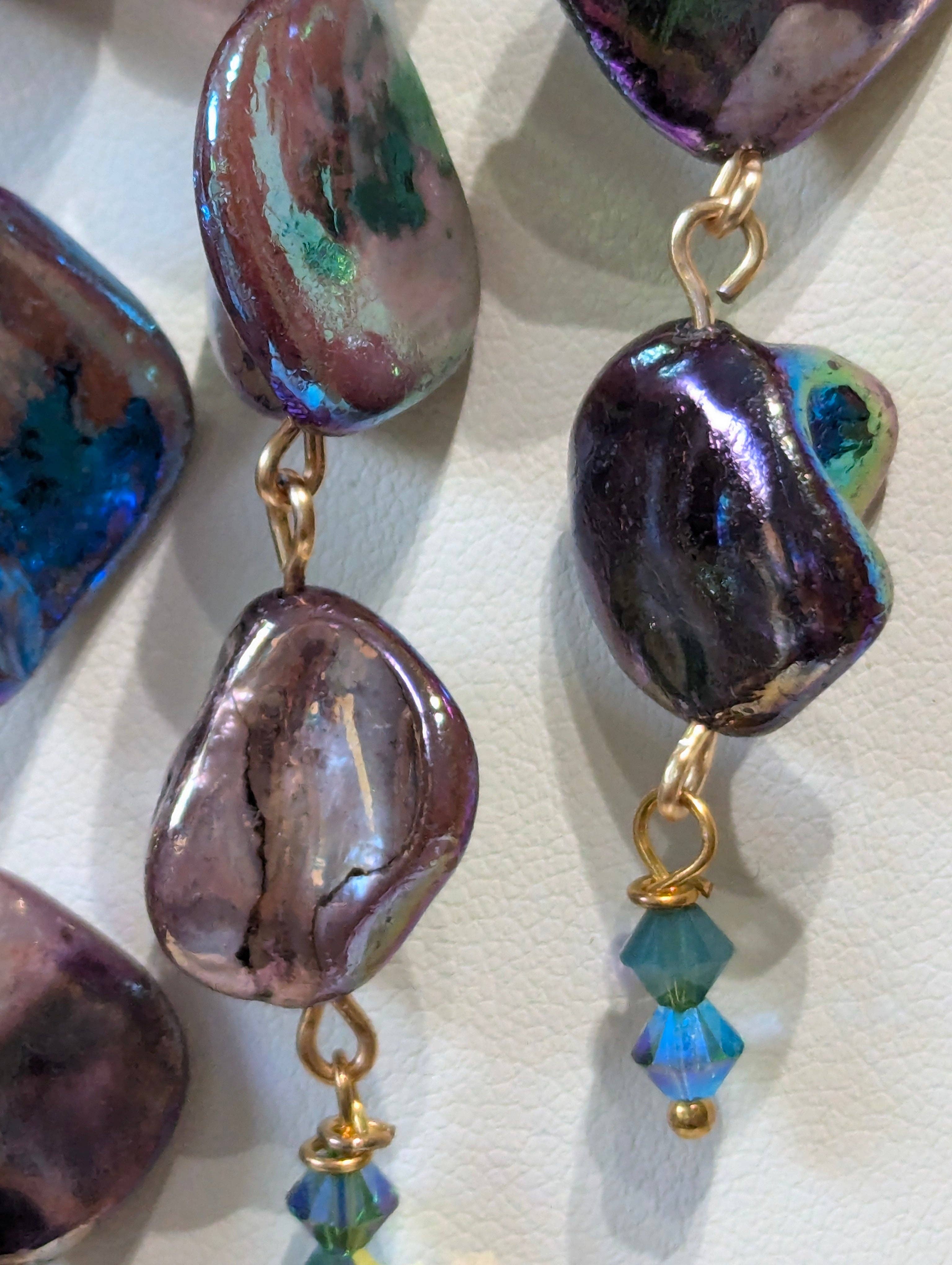 Gay Isber Designs - Wholesale Bib Necklace - Unique Vintage-Inspired Bib Purple Green Necklace with 1970s Austrian AB Acrylic Beads and Swarovski Crystals - One-of-a-Kind Design by Sugar Gay Isber8