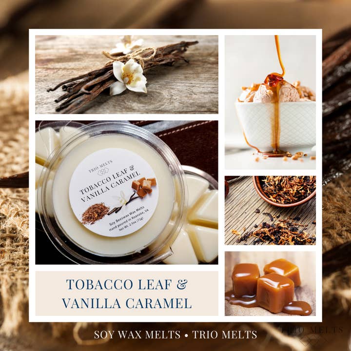 Trio Melts - Wholesale Wax Melt - Tobacco Leaf & Vanilla Caramel Wax Melt2