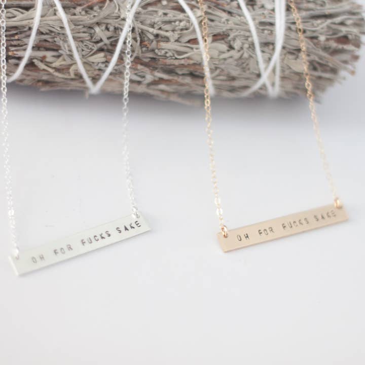 Oh For Fuck's Sake Bar Necklace for wholesale by Lux + Luca Jewelry Co.