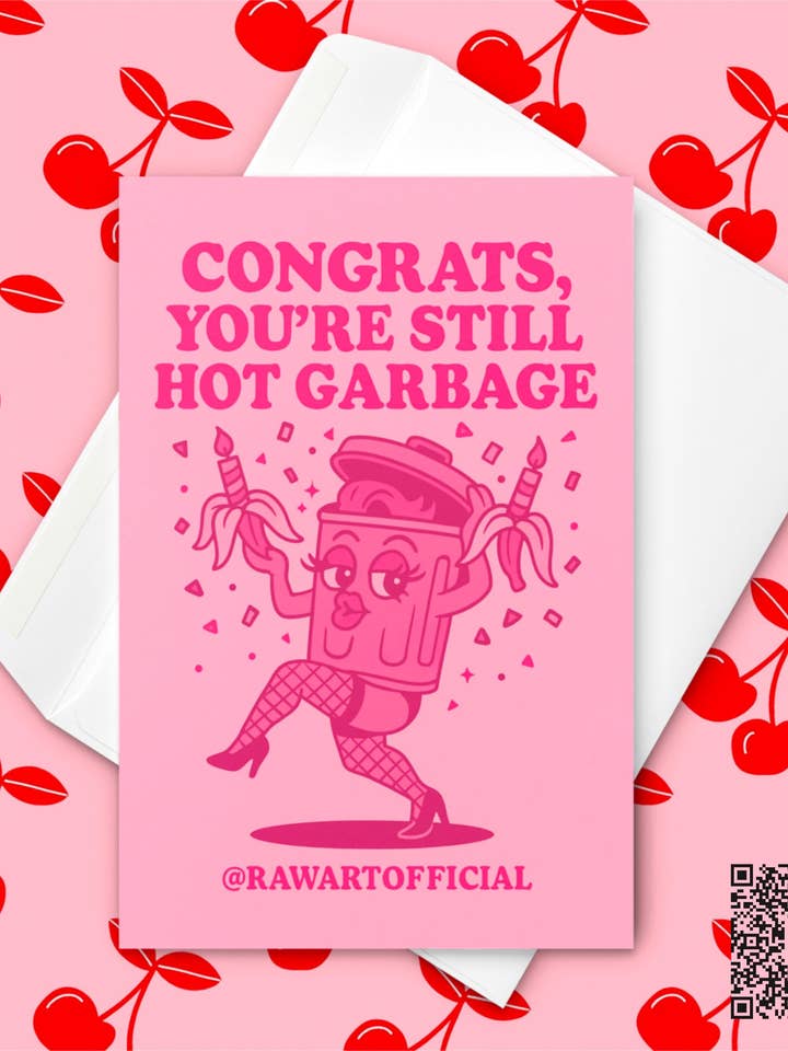 Carte d'anniversaire drôle : Poubelle à ordures chaudes - Salutation impertinente pour la vente par Hot Mess Paper Co.