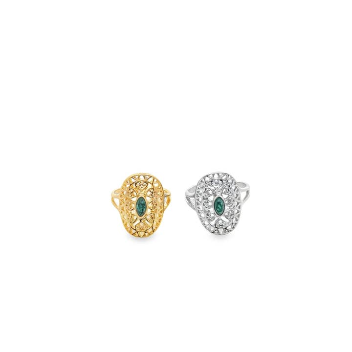 MIA Jewelry - Wholesale Cocktail/Statement Ring - Jadeite Vintage Ring (D108)