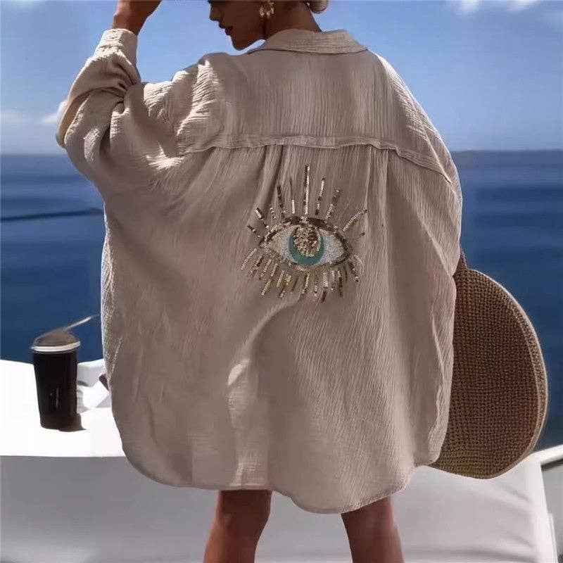 UZ Wholesale Store - Vente Chemise à col boutonné – femme - Chemise à manches longues unie3