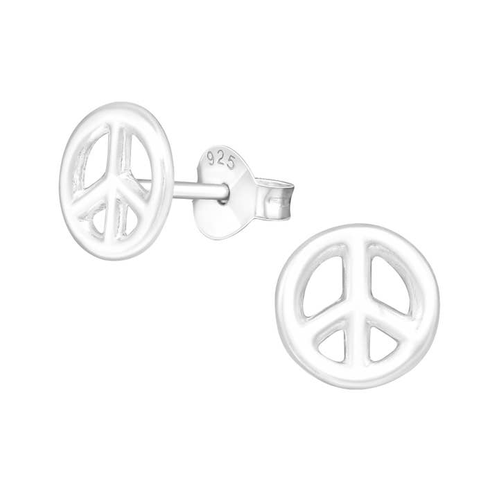 Ear studs peace 925 silver e-coated for wholesale by Janusch