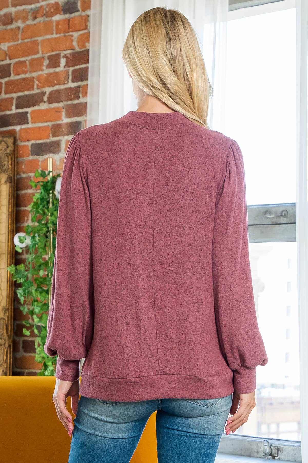 You & Me - Vente Haut en maille – femme - VENTE ! ! ! PPT21143 - HAUT À MANCHES BOUFFANTES À COL ROND - ANTHRACITE12