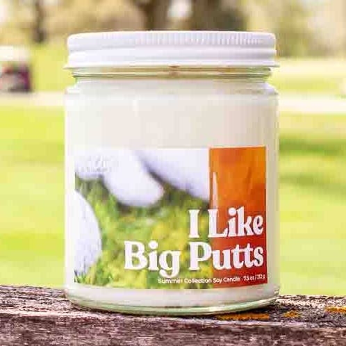 I Like Big Putts - 7.5 oz Soy Candle for wholesale by Cellar Door Bath Supply Co.