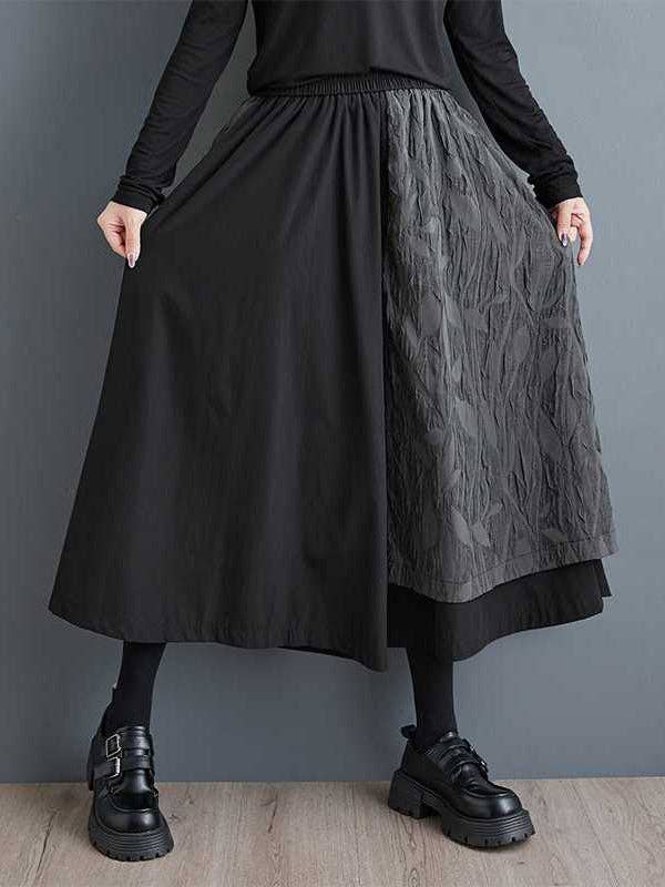 BLACK High Waisted Loose Elasticity Jacquard Pleated Pockets Culotte for wholesale on Faire1