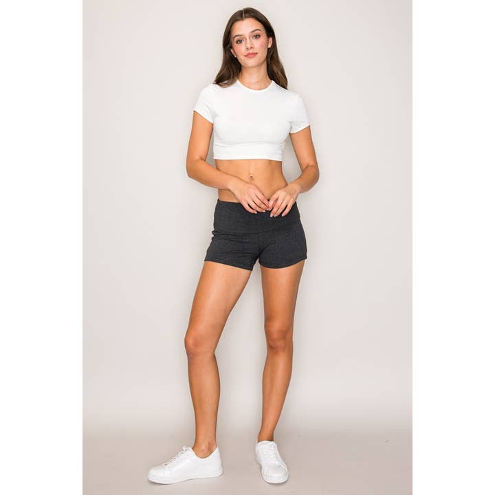 Popular 21 - Wholesale Shorts - Women's - Cotton Bike Shorts with Fold over Waist Band3