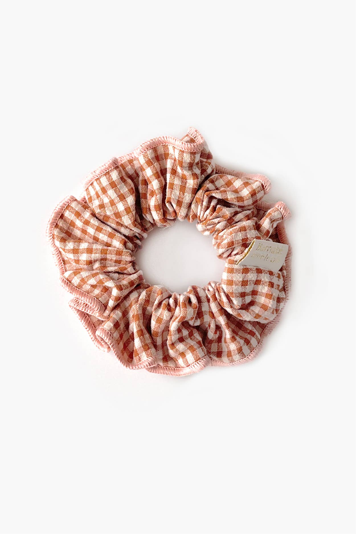 BARNABÉ AIME LE CAFÉ - Wholesale Scrunchie - Women's - Gingham Fabric Hair Scrunchie with Contrasting Overlock2