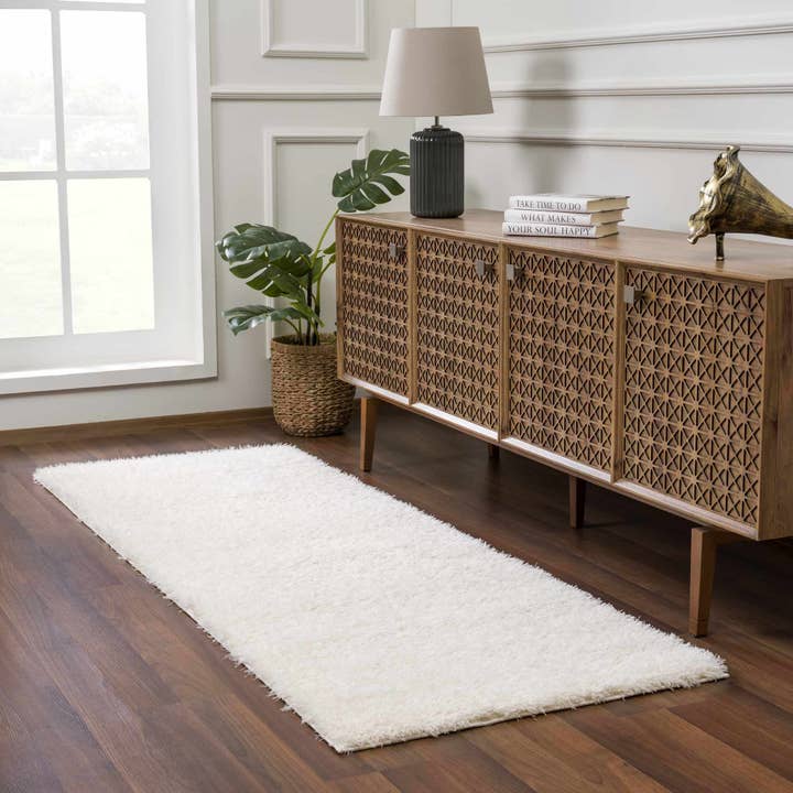 Hauteloom - Wholesale Area Rug - Faina Solid Cream Shag Rug Washable5