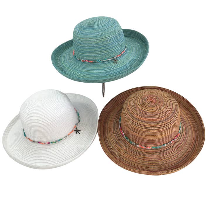 C11A1 - Ombre-Strohhut mit Perlen - HH2020 für den Großhandel von Boca Tennis & Golf Bags