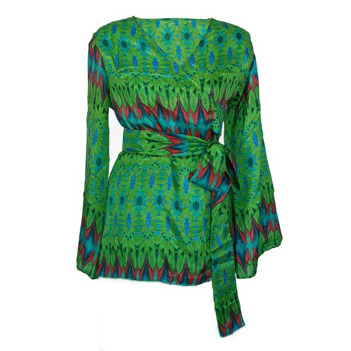 Kimono en soie Spirale verte pour la vente par Art Katsura