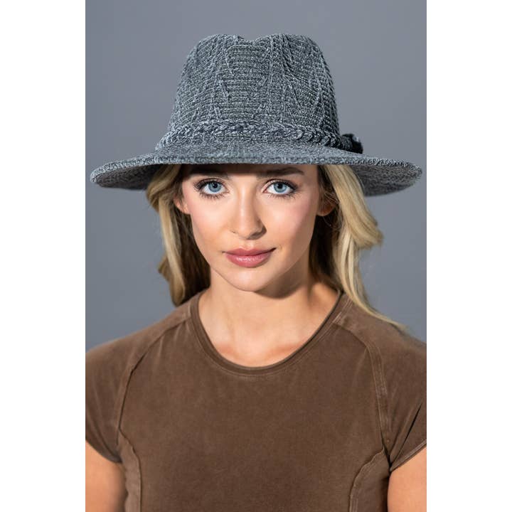 Urbanista - Wholesale Fedora - Women's - Chenille Pattern Fedora With Breaded Band 3