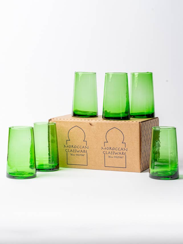 Verve Culture - Wholesale Drinking Glass/Cup - Moroccan Cone Glassware Large - Green1