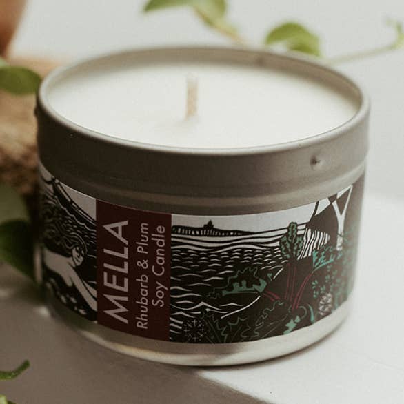 Rhubarb and Plum Travel Candle for wholesale by MELLA Handmade Soap