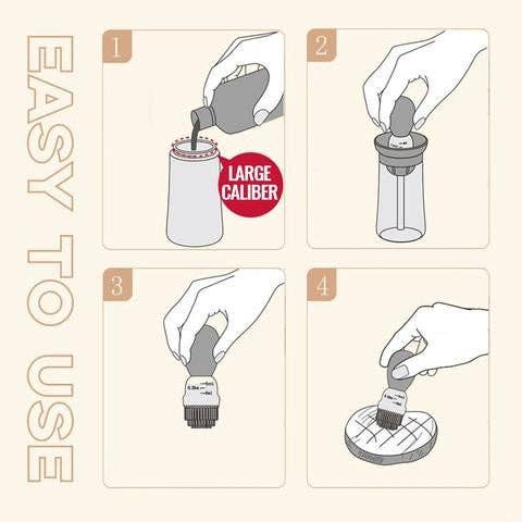 VIGOR - Wholesale Dispenser voor olie/azijn - Perfect druppelende oliefles met siliconenborstel Pasteak L4