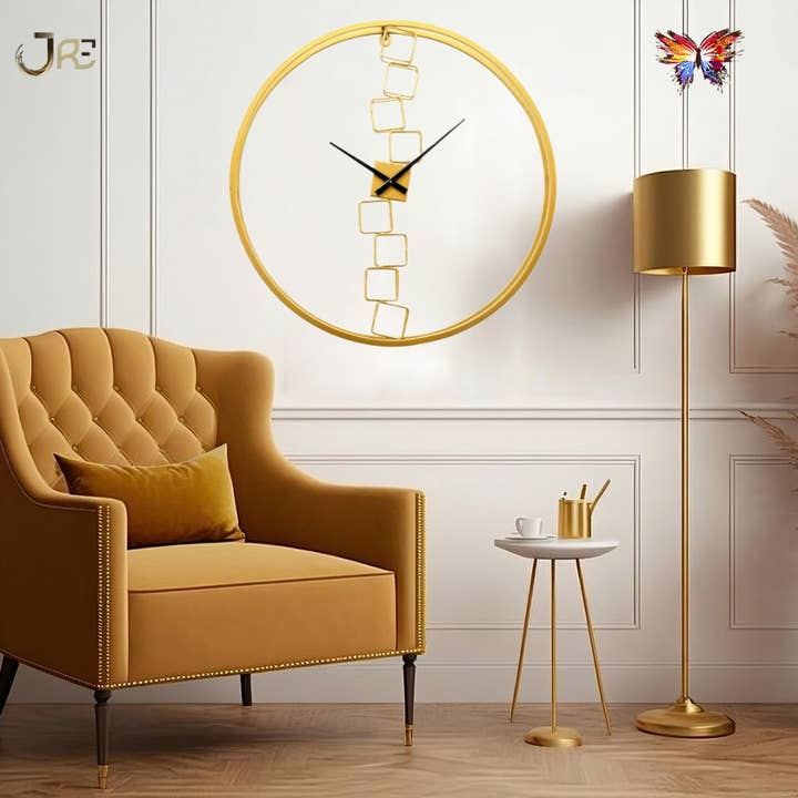 Reloj de pared moderno decorativo minimalista dorado de diseño de lujo para venta al por mayor de JRE Home Decor