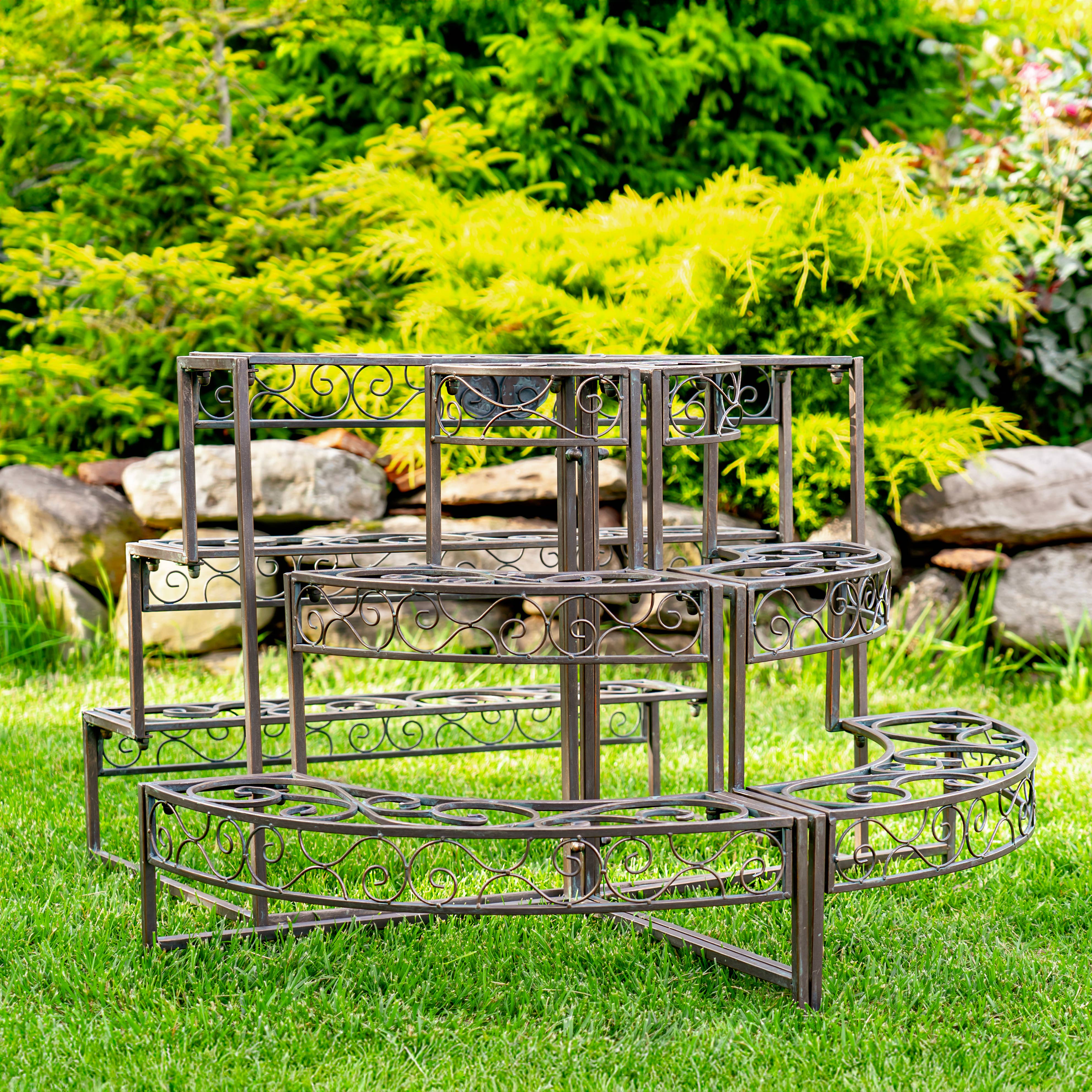 Zaer Ltd. International - Wholesale Plant Pot Stand - Three Tier Metal Riser Plant Stand Display "Stephania"2