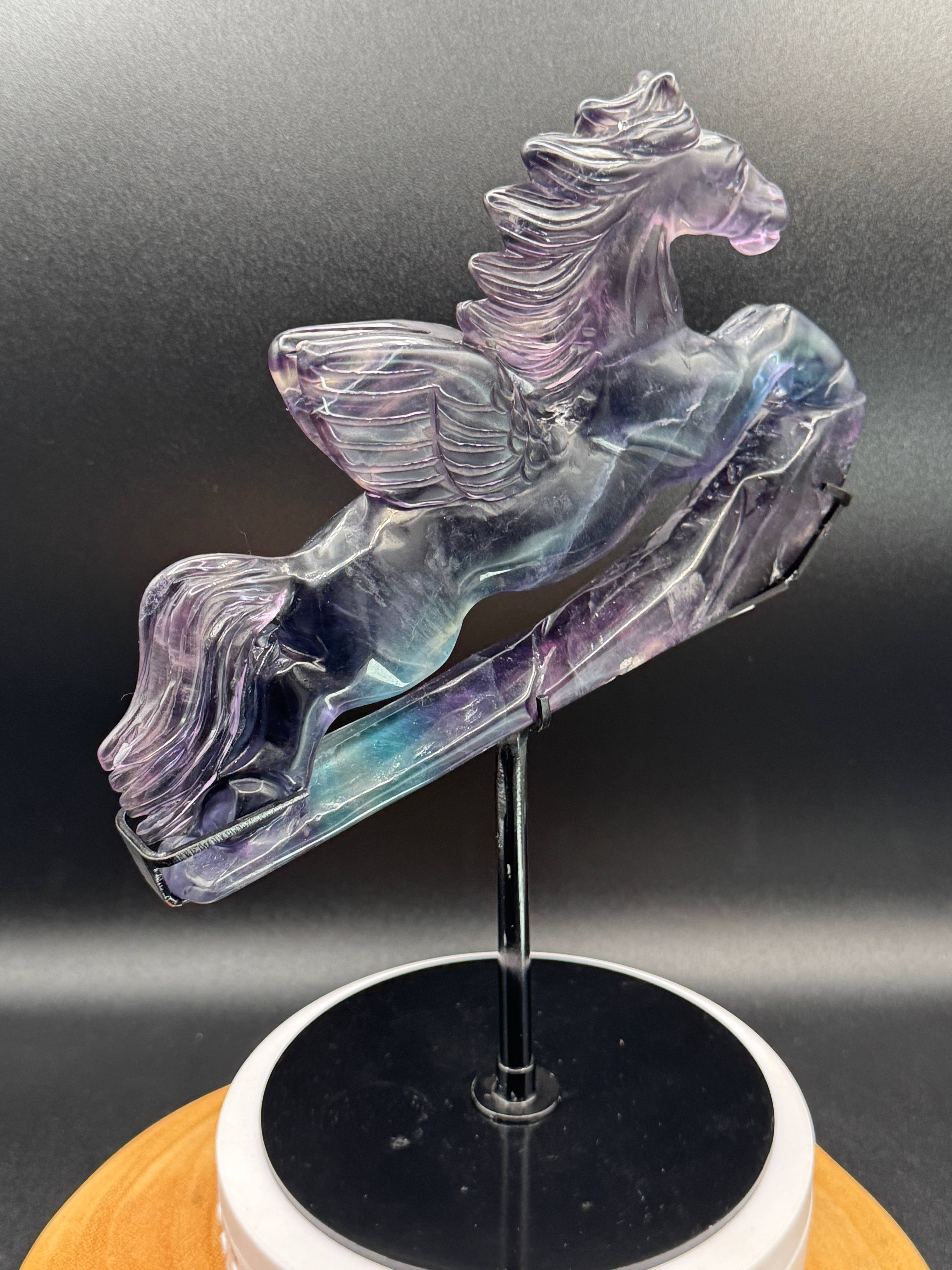 The 7 Directions - Wholesale Spiritual Stone/Crystal - Exquisite Rainbow fluorite Flying horse Pegasus H2084