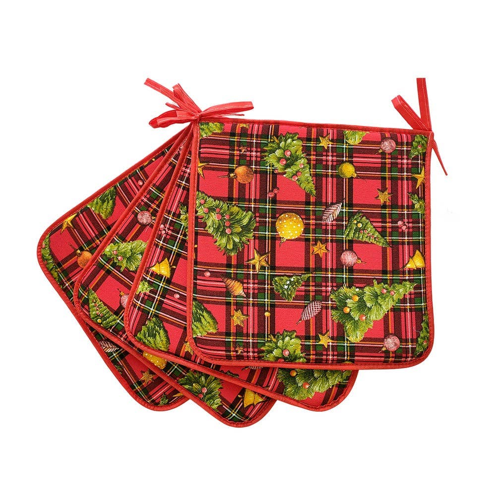 Almatex srl - Wholesale Chair Cushion - Pack of 4 CHRISTMAS cushions cm.38x382