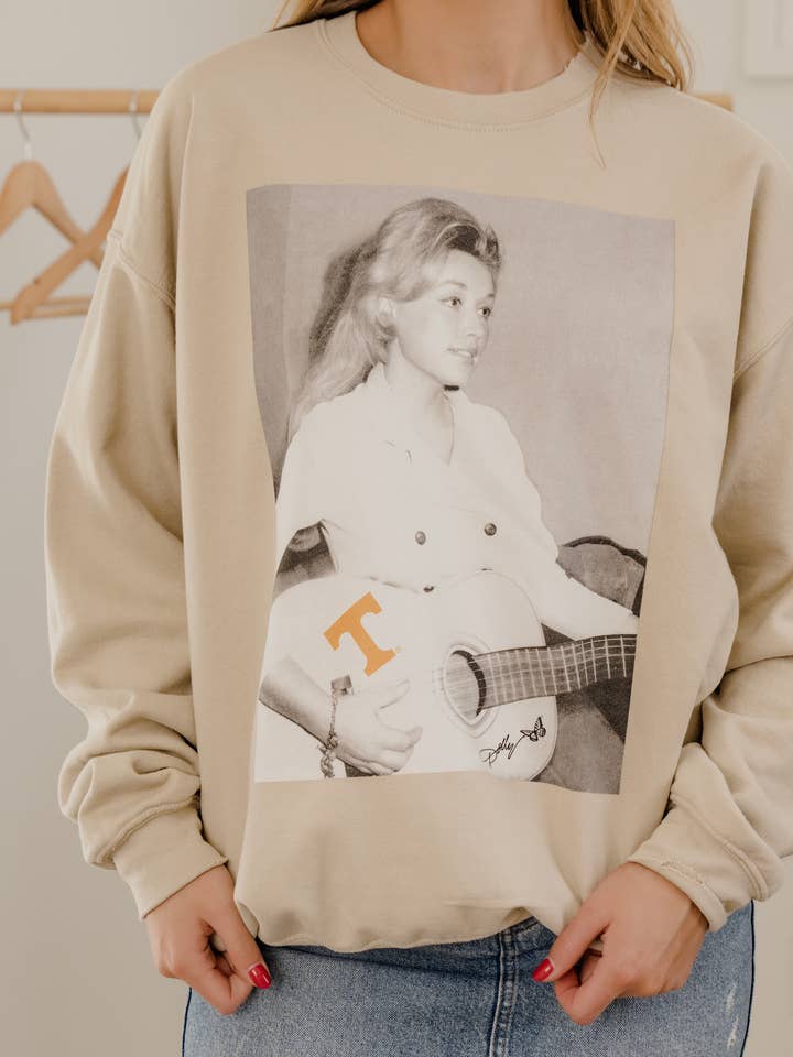 Dolly Parton Tennessee Guitar Tattoo Thrifted Sweatshirt for wholesale by LivyLu