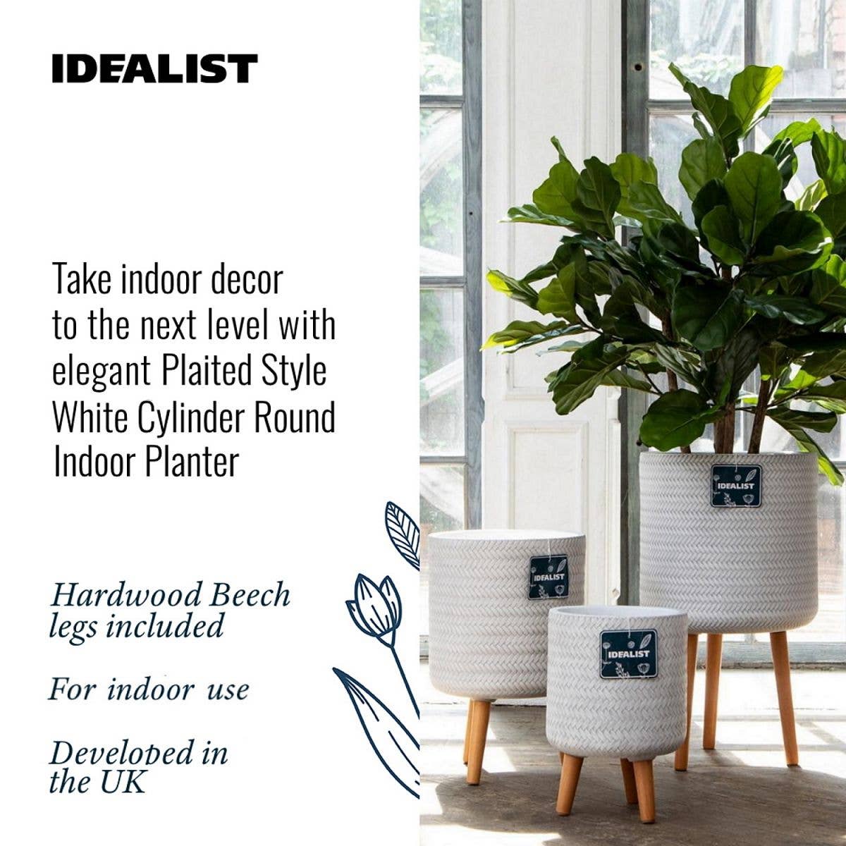 Idealist Lite Fibrestone Planters - Wholesale Plant Pot - IDEALIST Plaited Round Indoor Planter with Legs5