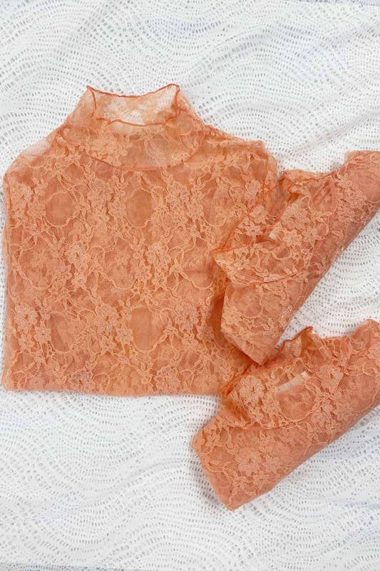 JADE BY JANE - Vente Chemisier – femme - Haut à manches longues en dentelle à imprimé floral KRT173916