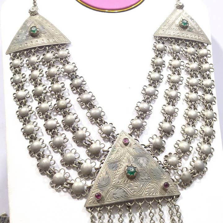 vintarust - Wholesale Bib Necklace - Ethnic Multilayers Bib Necklace, Tribal Boho Kuchi Necklace3