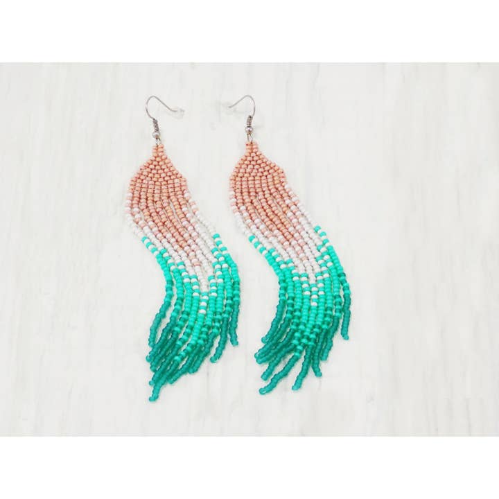 Brincos de declaração de contas extra longas, espanador de ombro, franja boho nativa por atacado de Ninolia