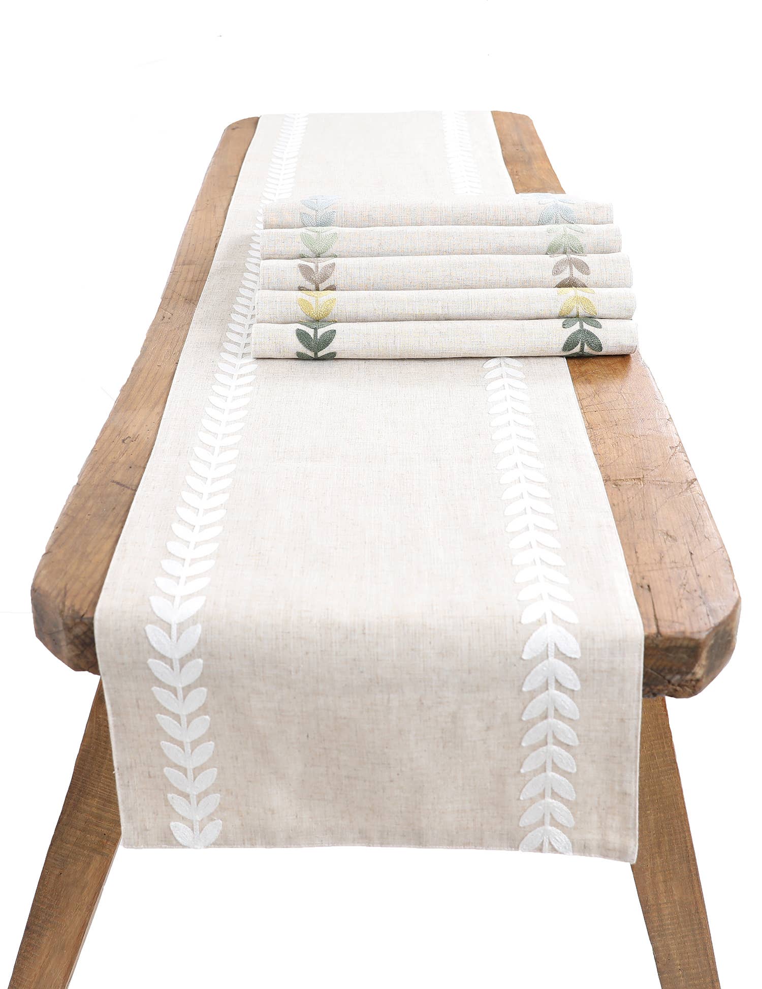 Xia Home Fashions & Manor Luxe - Wholesale Table Runner - Cute Leaves Crewel Embroidered Table Runner1