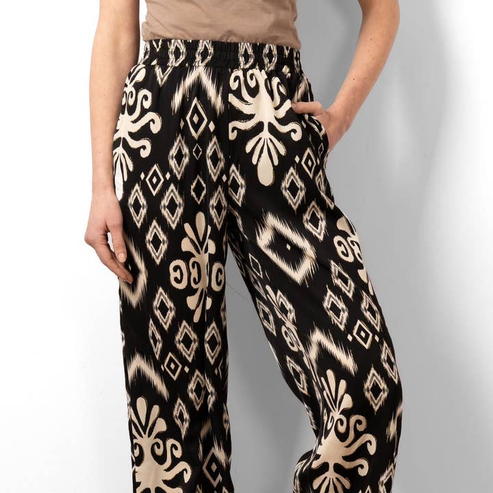 Fifi Wide Leg Trousers - Black, Ikat for wholesale by Sarta