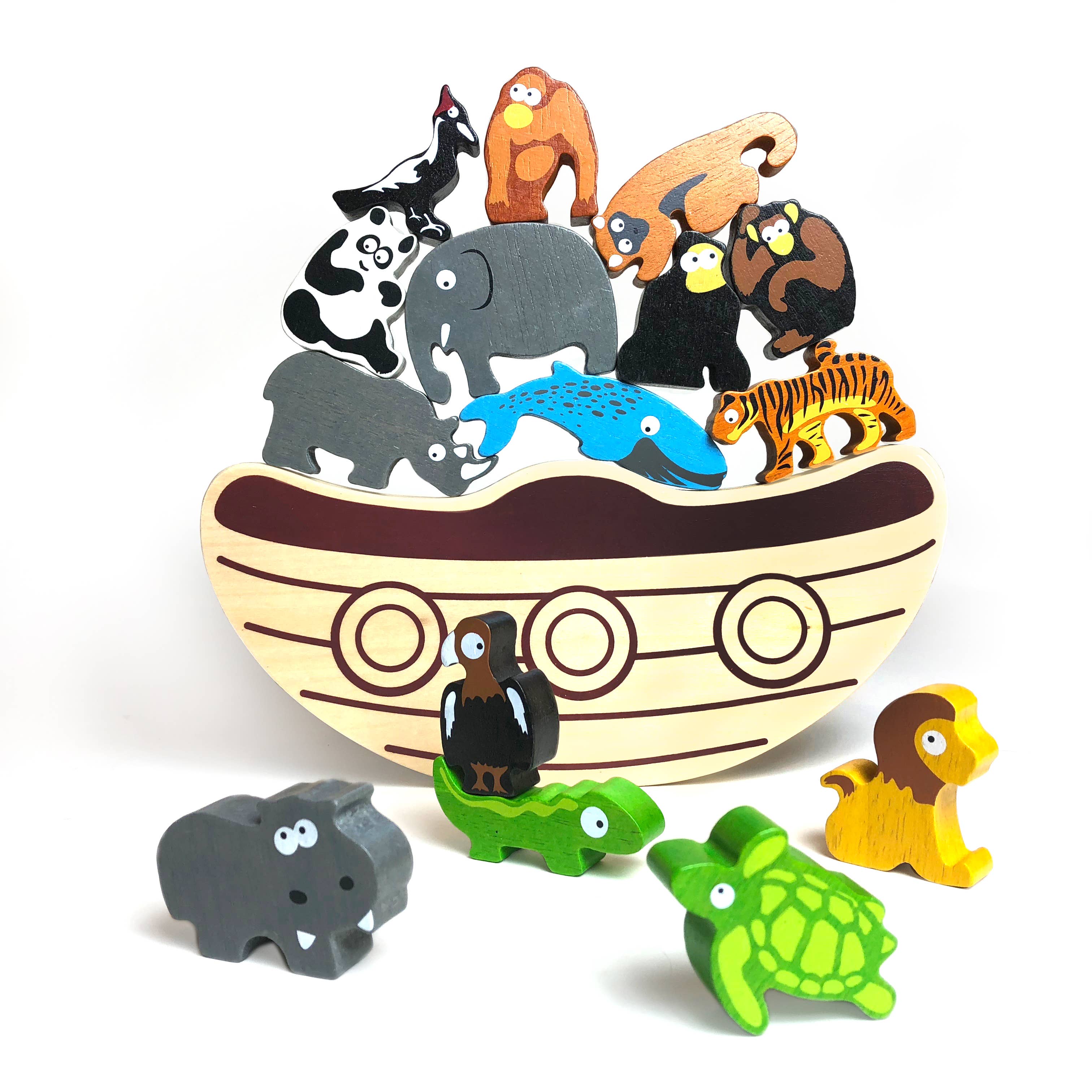 BeginAgain - Wholesale Wood Toy - Kids - Balance Boat Endangered Animals2