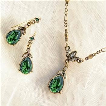 Crystal Pear Teardrop Jewelry Set N1170-E1180-SET for wholesale by Sweet Romance Jewelry