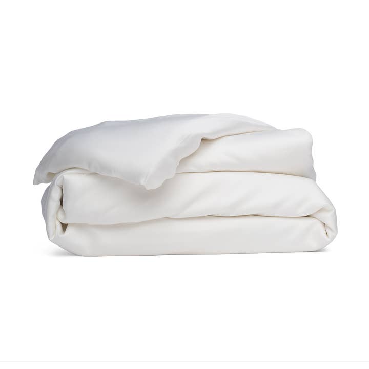 Sateen Duvet Cover in Ivory White for wholesale by BleuBully Bedding